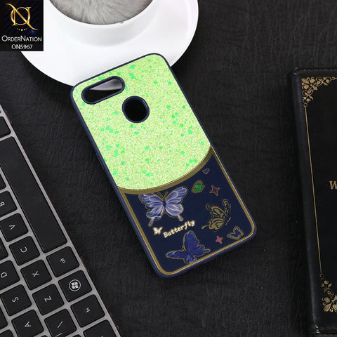 Oppo A5s Cover - Blue -  New Trendy Butterfly Moeity Glitter Soft Borders Shiny Case