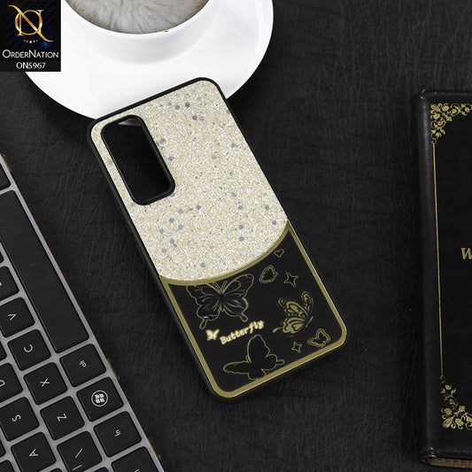 Vivo Y20 Cover - Black -  New Trendy Butterfly Moeity Glitter Soft Borders Shiny Case