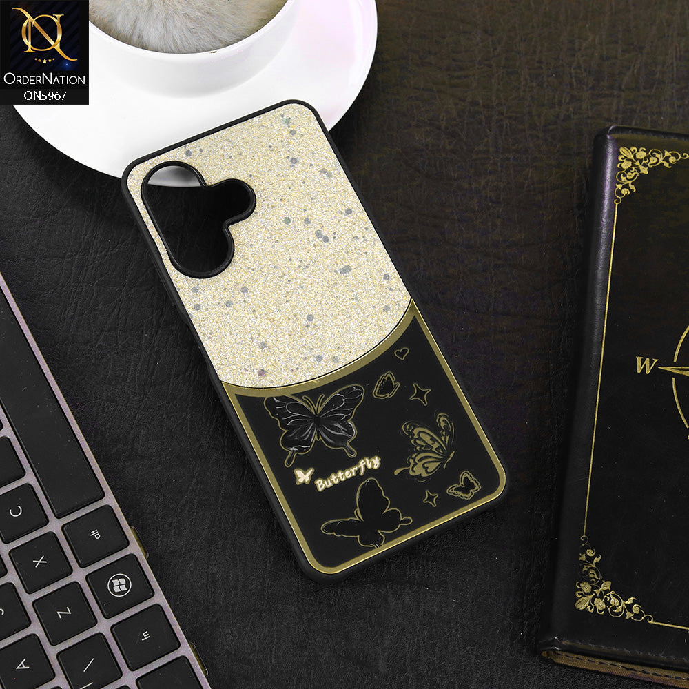 Infinix Hot 30i Cover - Black -  New Trendy Butterfly Moeity Glitter Soft Borders Shiny Case