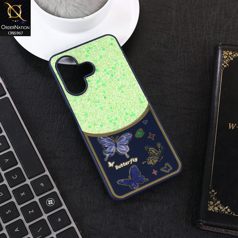 Infinix Hot 30i Cover - Blue -  New Trendy Butterfly Moeity Glitter Soft Borders Shiny Case