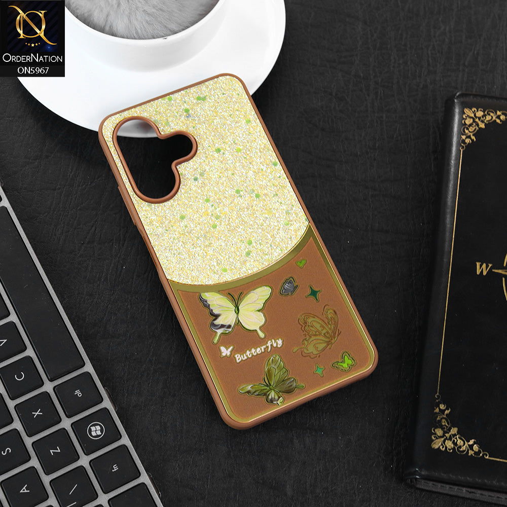 Infinix Hot 30i Cover - Brown -  New Trendy Butterfly Moeity Glitter Soft Borders Shiny Case