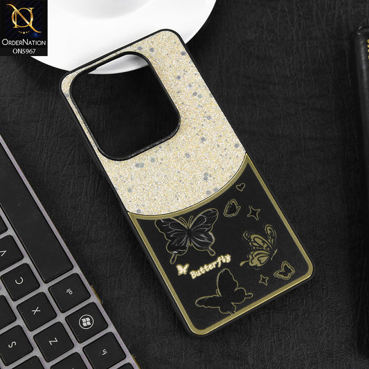 Infinix Hot 40 Cover - Black -  New Trendy Butterfly Moeity Glitter Soft Borders Shiny Case