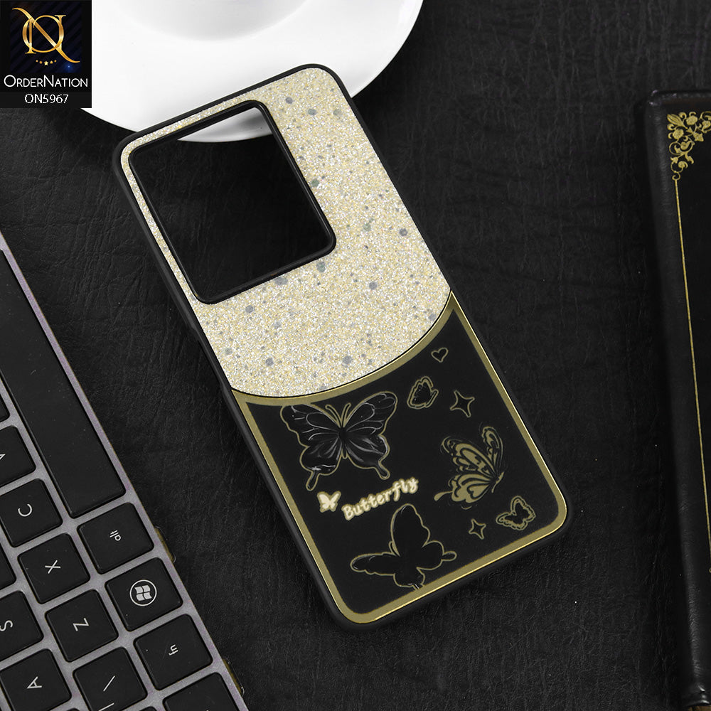 Infinix Note 40 Cover - Black -  New Trendy Butterfly Moeity Glitter Soft Borders Shiny Case