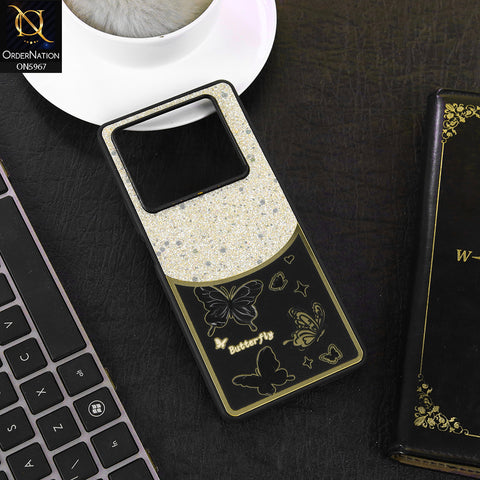 Infinix Note 40 Pro Cover - Black -  New Trendy Butterfly Moeity Glitter Soft Borders Shiny Case