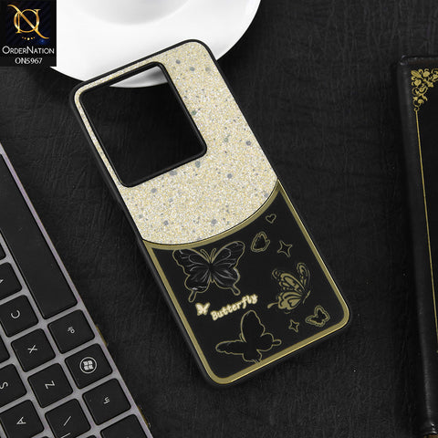 Infinix Note 40 Cover - Black -  New Trendy Butterfly Moeity Glitter Soft Borders Shiny Case