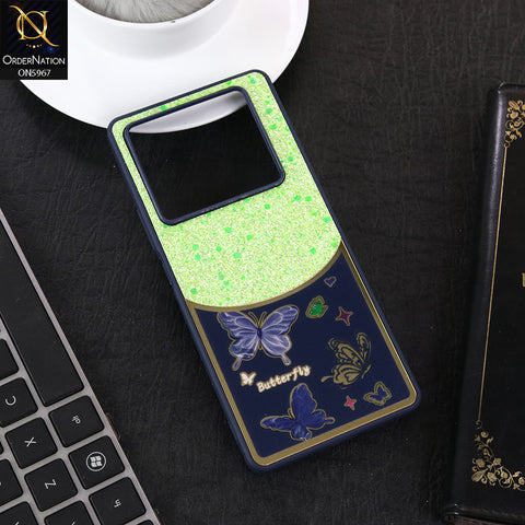 Infinix Note 40 Pro Cover - Blue -  New Trendy Butterfly Moeity Glitter Soft Borders Shiny Case