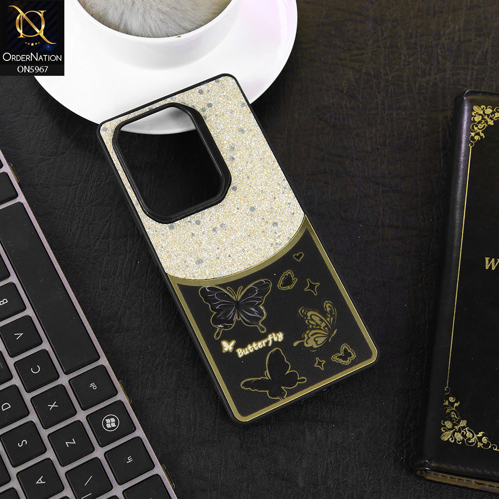 Infinix Note 50 Pro 4G Cover - Black -  New Trendy Butterfly Moeity Glitter Soft Borders Shiny Case