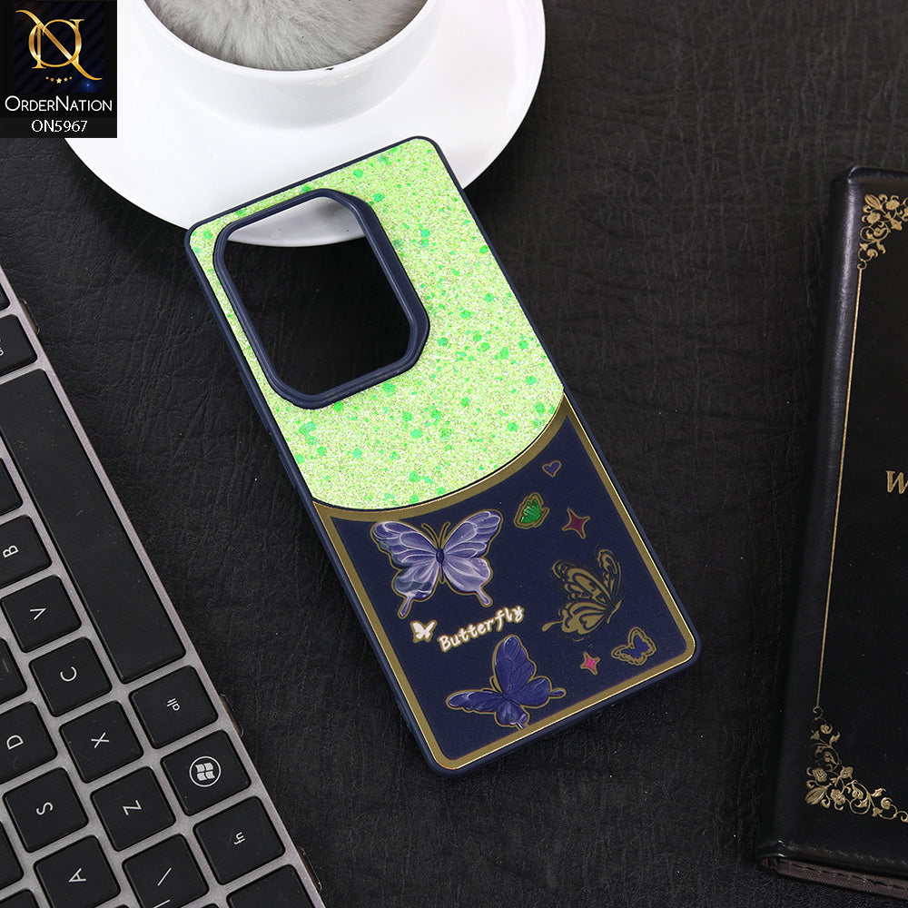 Infinix Note 50 4G Cover - Blue -  New Trendy Butterfly Moeity Glitter Soft Borders Shiny Case