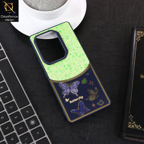 Infinix Note 50 4G Cover - Blue -  New Trendy Butterfly Moeity Glitter Soft Borders Shiny Case