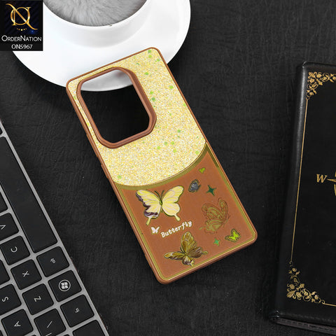 Infinix Note 50 Pro 4G Cover - Brown -  New Trendy Butterfly Moeity Glitter Soft Borders Shiny Case