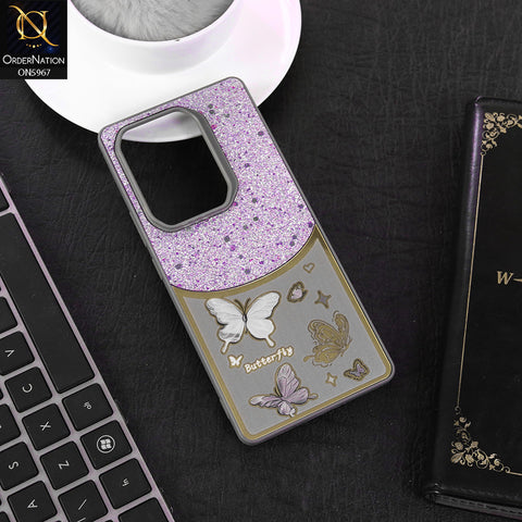 Infinix Note 50 Pro 4G Cover - Gray -  New Trendy Butterfly Moeity Glitter Soft Borders Shiny Case