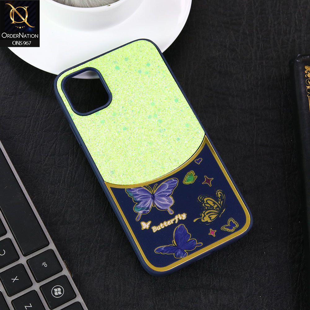 iPhone 11 Cover - Blue -  New Trendy Butterfly Moeity Glitter Soft Borders Shiny Case