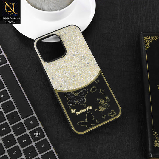 iPhone 14 Pro Max Cover - Black -  New Trendy Butterfly Moeity Glitter Soft Borders Shiny Case
