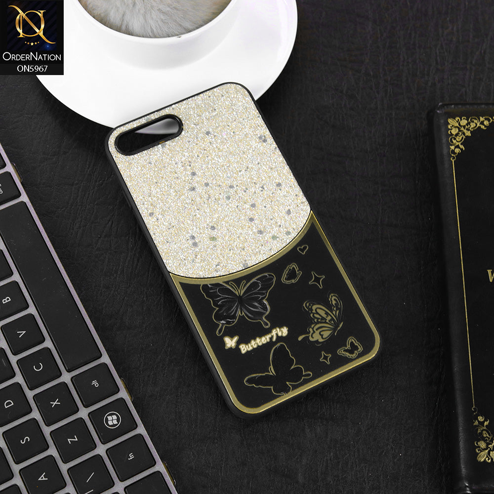 iPhone 8 Plus / 7 Plus Cover - Black -  New Trendy Butterfly Moeity Glitter Soft Borders Shiny Case