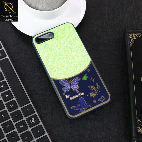iPhone 8 Plus / 7 Plus Cover - Blue -  New Trendy Butterfly Moeity Glitter Soft Borders Shiny Case