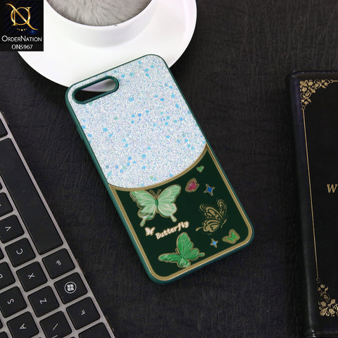 iPhone 8 Plus / 7 Plus Cover - Green -  New Trendy Butterfly Moeity Glitter Soft Borders Shiny Case