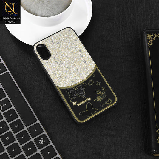 Vivo Y90 Cover - Black -  New Trendy Butterfly Moeity Glitter Soft Borders Shiny Case