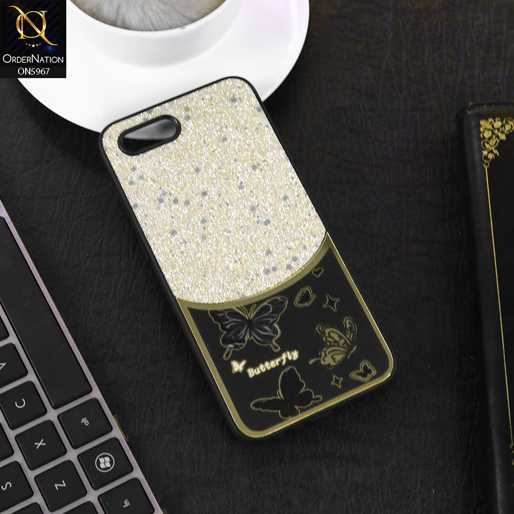 Oppo A1k Cover - Black -  New Trendy Butterfly Moeity Glitter Soft Borders Shiny Case