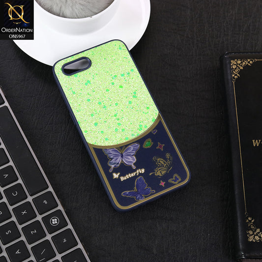 Oppo A1k Cover - Blue -  New Trendy Butterfly Moeity Glitter Soft Borders Shiny Case