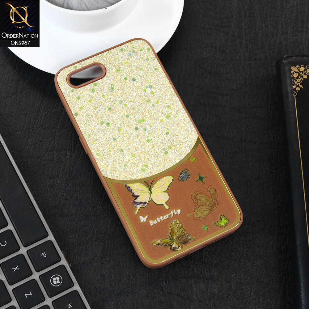 Oppo A1k Cover - Brown -  New Trendy Butterfly Moeity Glitter Soft Borders Shiny Case
