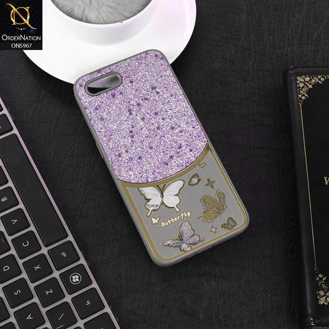 Oppo A1k Cover - Gray -  New Trendy Butterfly Moeity Glitter Soft Borders Shiny Case