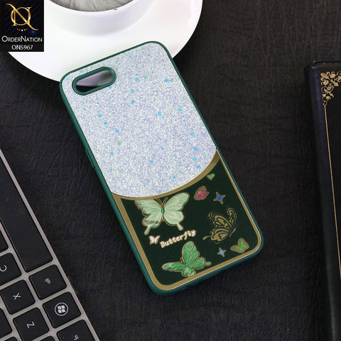 Oppo A1k Cover - Green -  New Trendy Butterfly Moeity Glitter Soft Borders Shiny Case