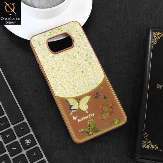 Xiaomi Poco X3 Pro Cover - Brown -  New Trendy Butterfly Moeity Glitter Soft Borders Shiny Case
