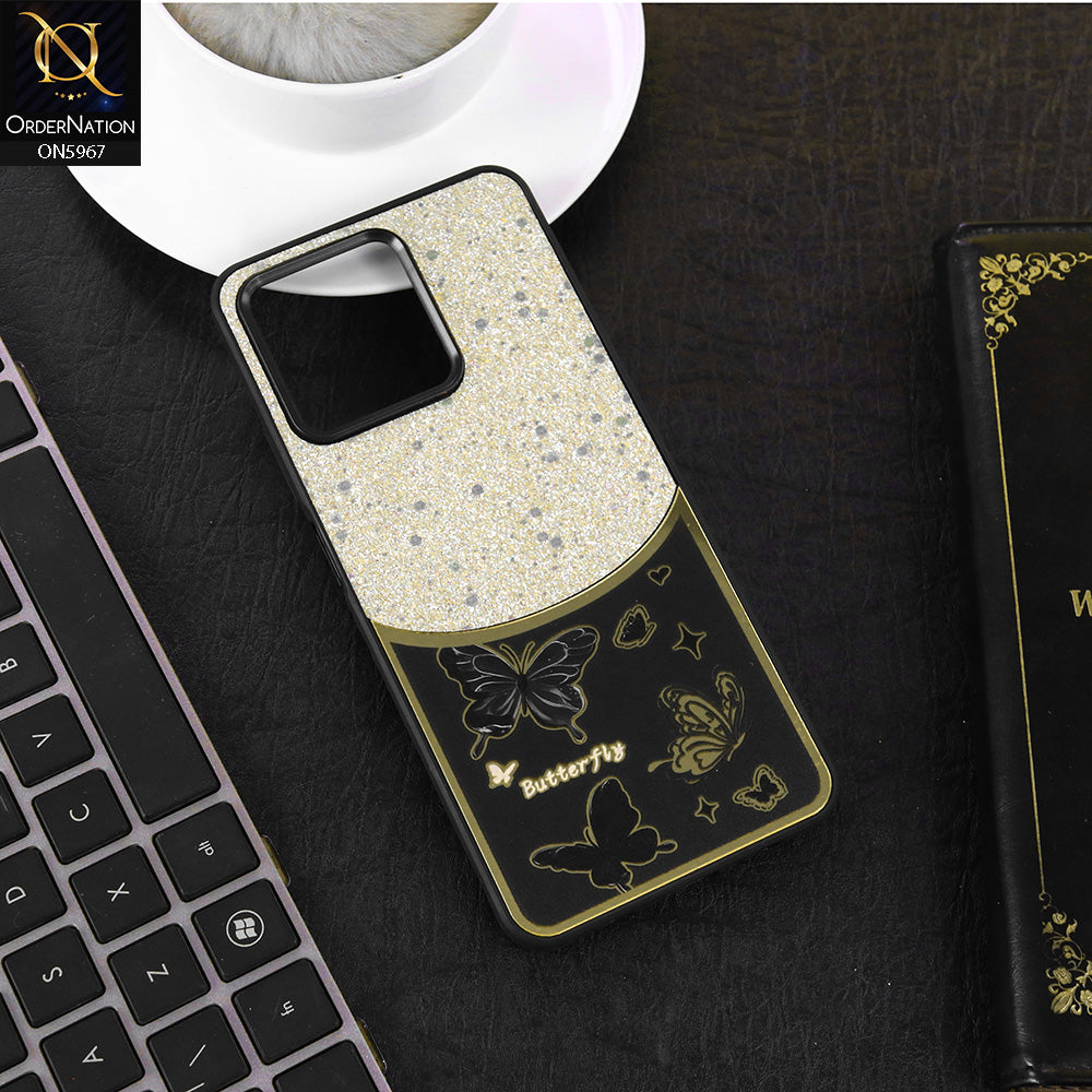 Realme Note 50 Cover - Black -  New Trendy Butterfly Moeity Glitter Soft Borders Shiny Case