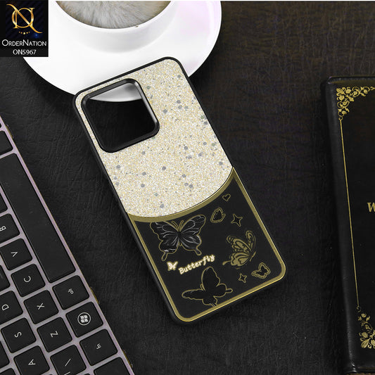 Realme Note 50 Cover - Black -  New Trendy Butterfly Moeity Glitter Soft Borders Shiny Case