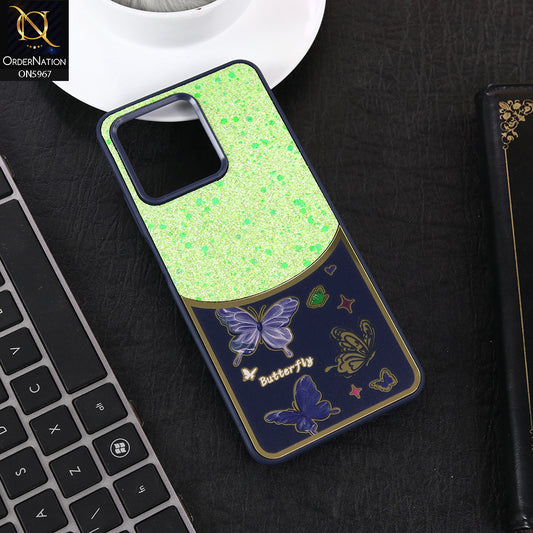 Realme Note 50 Cover - Blue -  New Trendy Butterfly Moeity Glitter Soft Borders Shiny Case