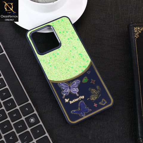 Realme Note 50 Cover - Blue -  New Trendy Butterfly Moeity Glitter Soft Borders Shiny Case