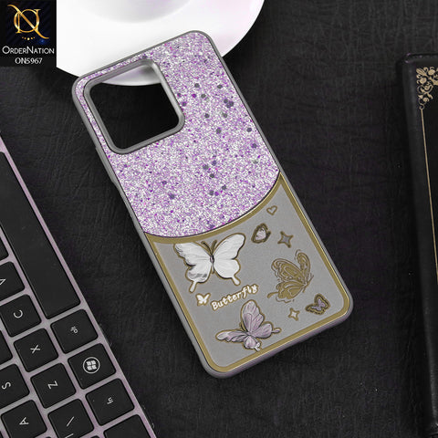 Realme Note 50 Pro Cover - Gray -  New Trendy Butterfly Moeity Glitter Soft Borders Shiny Case