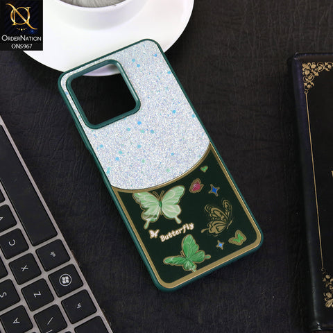Realme Note 50 Cover - Green -  New Trendy Butterfly Moeity Glitter Soft Borders Shiny Case