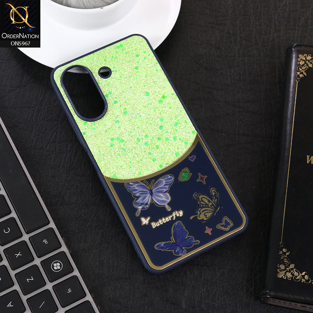 Xiaomi Redmi 13C Cover - Blue -  New Trendy Butterfly Moeity Glitter Soft Borders Shiny Case