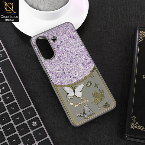 Xiaomi Redmi 13C Cover - Gray -  New Trendy Butterfly Moeity Glitter Soft Borders Shiny Case