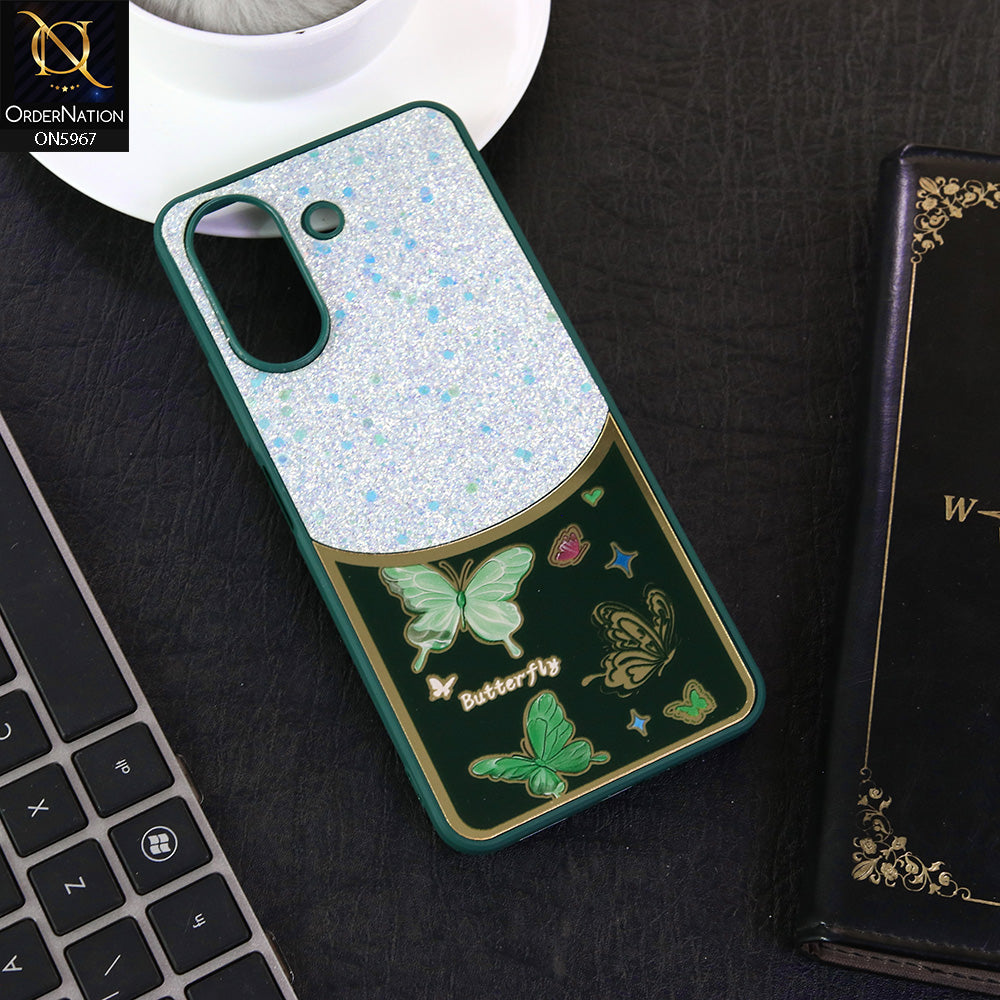 Xiaomi Poco C65 Cover - Green -  New Trendy Butterfly Moeity Glitter Soft Borders Shiny Case