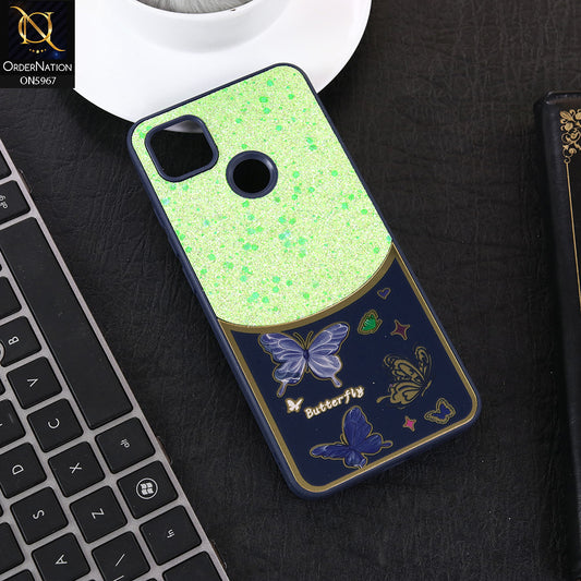 Xiaomi Redmi 9C Cover - Blue -  New Trendy Butterfly Moeity Glitter Soft Borders Shiny Case