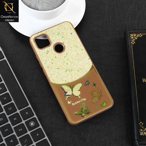 Xiaomi Redmi 10A Cover - Brown -  New Trendy Butterfly Moeity Glitter Soft Borders Shiny Case