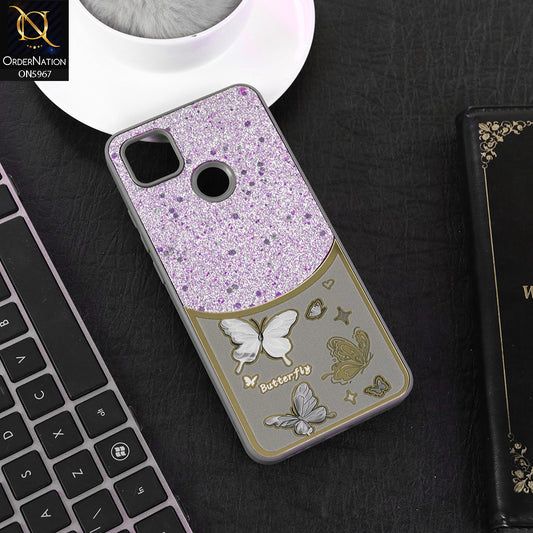 Xiaomi Redmi 9C Cover - Gray -  New Trendy Butterfly Moeity Glitter Soft Borders Shiny Case