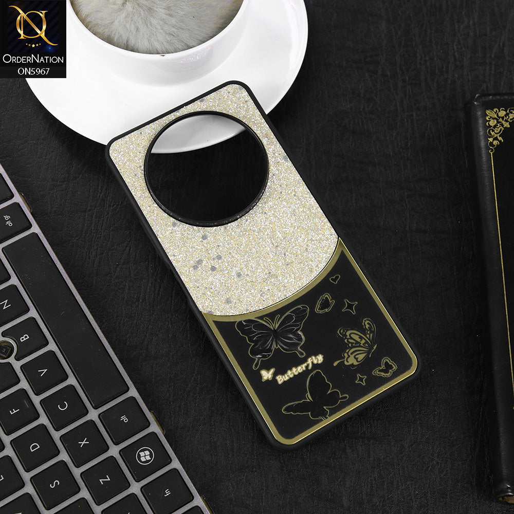 Xiaomi Poco C61 Cover - Black -  New Trendy Butterfly Moeity Glitter Soft Borders Shiny Case