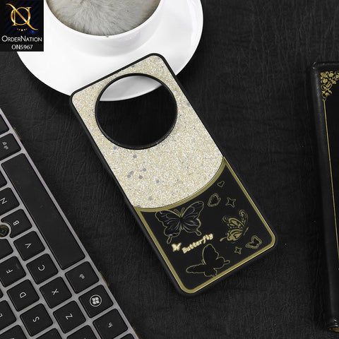 Xiaomi Poco C61 Cover - Black -  New Trendy Butterfly Moeity Glitter Soft Borders Shiny Case