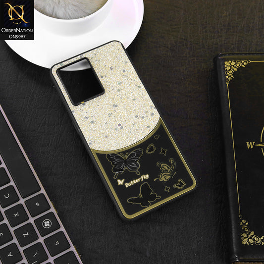Oppo F21 Pro 4G Cover - Black -  New Trendy Butterfly Moeity Glitter Soft Borders Shiny Case
