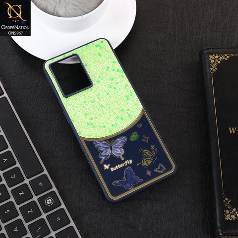 Oppo F21 Pro 4G Cover - Blue -  New Trendy Butterfly Moeity Glitter Soft Borders Shiny Case