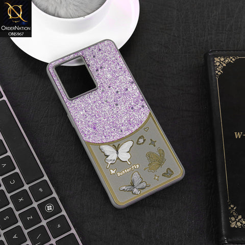 Oppo F21 Pro 4G Cover - Gray -  New Trendy Butterfly Moeity Glitter Soft Borders Shiny Case