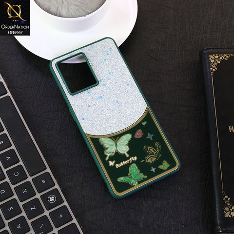 Oppo F21 Pro 4G Cover - Green -  New Trendy Butterfly Moeity Glitter Soft Borders Shiny Case