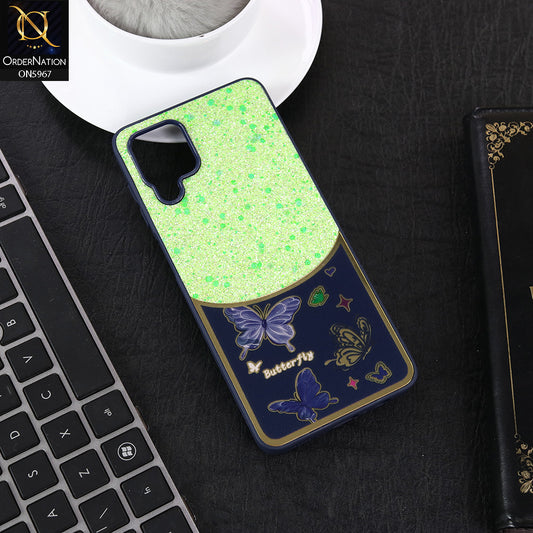 Samsung Galaxy A12 Cover - Blue -  New Trendy Butterfly Moeity Glitter Soft Borders Shiny Case