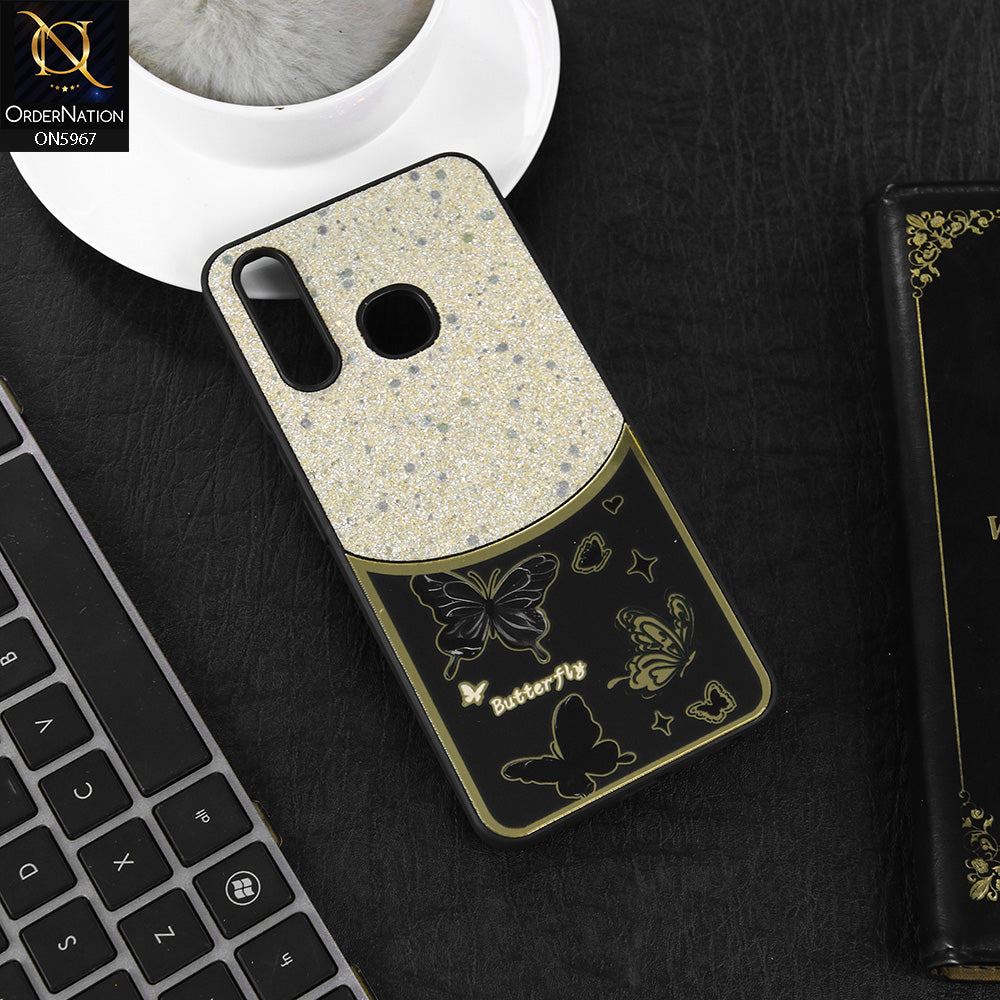 Infinix Hot 8 Lite Cover - Black -  New Trendy Butterfly Moeity Glitter Soft Borders Shiny Case