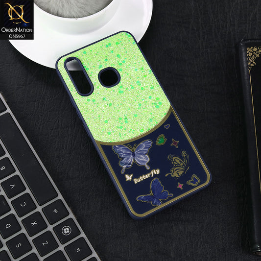 Tecno Camon 12 Cover - Blue -  New Trendy Butterfly Moeity Glitter Soft Borders Shiny Case