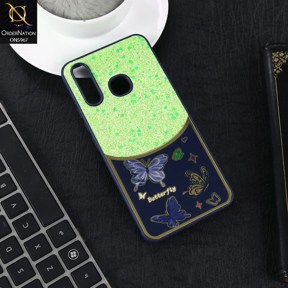 Infinix Hot 8 Cover - Blue -  New Trendy Butterfly Moeity Glitter Soft Borders Shiny Case