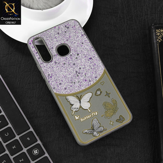 Infinix Hot 8 Lite Cover - Gray -  New Trendy Butterfly Moeity Glitter Soft Borders Shiny Case